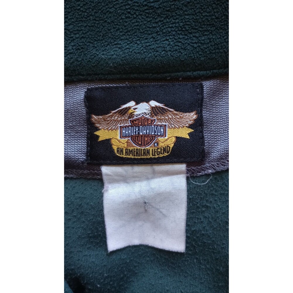 Harley Davidson Women's L Green Fleece Button Up Chamois Shirt Vtg - Picture 6 of 6